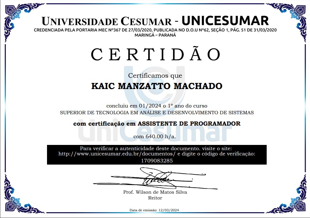 Imagem Certificado