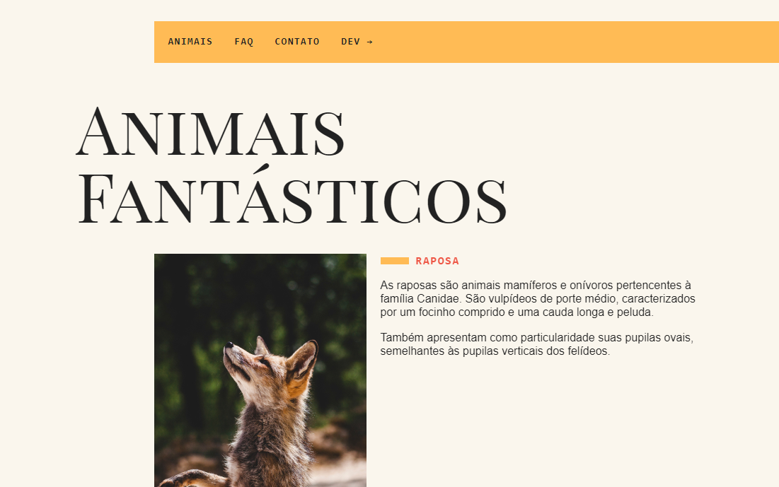 Imagem Projeto Animais Fantasticos